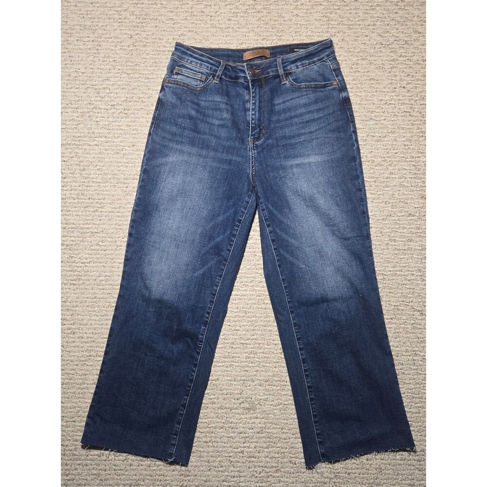 Judy Blue Wide Crop Denim Jeans Dark Wash Women's size 9/29 2% Spandex